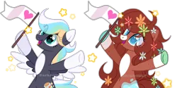 Size: 4000x2000 | Tagged: safe, artist:darkjillmlp123, derpibooru import, oc, unofficial characters only, earth pony, pegasus, pony, base used, female, flag, image, mare, png, simple background, transparent background