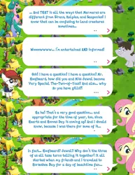 Size: 2048x2656 | Tagged: safe, derpibooru import, official, fluttershy, pipsqueak, truffle shuffle, earth pony, merpony, pegasus, pony, bandana, clothes, colt, dialogue, dialogue box, english, event, eyepatch, female, foal, gameloft, image, jewel, male, mare, mobile game, my little pony: magic princess, png, speech bubble, stallion, text