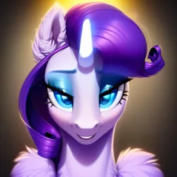 Size: 2999x2999 | Tagged: safe, derpibooru import, machine learning generated, purplesmart.ai, stable diffusion, rarity, fluffy pony, pony, backlighting, beautisexy, bedroom eyes, bust, ear fluff, eyes on the prize, female, flirting, glow, glowing horn, horn, image, imminent kissing, intense, lidded eyes, looking at you, mare, passionate, png, seductive look, smiling, smiling at you, solo, solo female