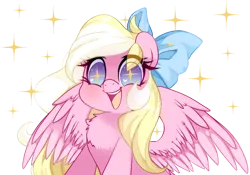 Size: 1454x1020 | Tagged: safe, artist:loyaldis, derpibooru import, oc, oc:bay breeze, unofficial characters only, pegasus, pony, bow, cute, excited, eye clipping through hair, female, hair bow, happy, heart, heart eyes, image, mare, open mouth, open smile, pegasus oc, png, simple background, smiling, sparkles, sparkly eyes, spread wings, transparent background, wingding eyes, wings