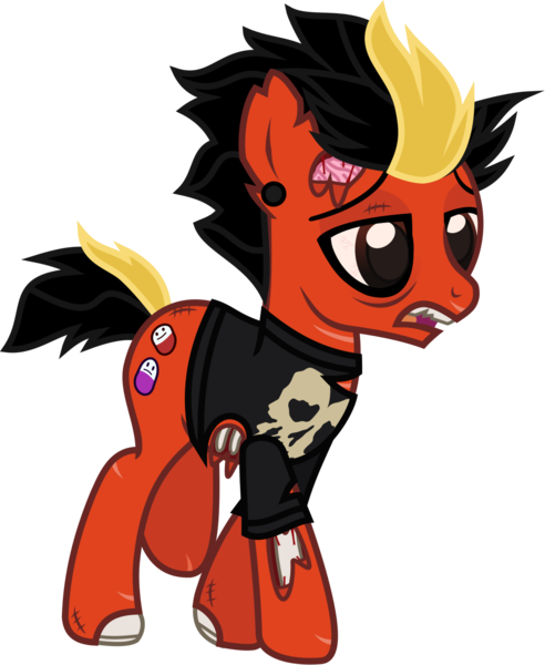 Size: 1064x1298 | Tagged: safe, artist:lightningbolt, derpibooru import, ponified, earth pony, pony, undead, zombie, zombie pony, .svg available, bags under eyes, bloodshot eyes, bone, brain, chipped tooth, clothes, derpibooru exclusive, dyed mane, dyed tail, ear piercing, gauges, image, jaime preciado, lidded eyes, male, messy mane, open mouth, organs, piercing, png, ribs, scar, short tail, simple background, solo, stallion, stitches, tail, torn clothes, torn ear, transparent background, vector, walking