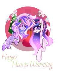 Size: 1441x1857 | Tagged: safe, artist:harmonyvitality-yt, derpibooru import, oc, unofficial characters only, alicorn, pony, alicorn oc, bust, duo, ethereal mane, female, horn, image, mare, offspring, parent:flash sentry, parent:twilight sparkle, parents:flashlight, png, simple background, starry mane, transparent background, wings