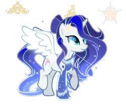 Size: 1280x1110 | Tagged: safe, artist:harmonyvitality-yt, derpibooru import, oc, unofficial characters only, alicorn, pony, alicorn oc, base used, deviantart watermark, ethereal mane, female, horn, image, mare, obtrusive watermark, parent:rarity, parent:shining armor, png, simple background, solo, starry mane, transparent background, watermark, wings