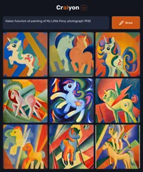 Size: 1536x1850 | Tagged: safe, craiyon, derpibooru import, machine learning generated, oc, unofficial characters only, earth pony, pegasus, pony, unicorn, cubism, earth pony oc, futurism, horn, image, modern art, oc x oc, pegasus oc, png, shipping, unicorn oc, wings