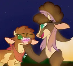 Size: 913x833 | Tagged: safe, artist:toxiccoswynaut, derpibooru import, cow, them's fightin' herds, arizona (tfh), blushing, community related, duo, eye clipping through hair, female, image, jpeg, minnesota (tfh), mother and child, mother and daughter, scene interpretation