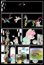 Size: 2350x3500 | Tagged: safe, artist:dozyarts, derpibooru import, discord, oc, oc:dozy, draconequus, pegasus, pony, comic:dozy, female, image, mare, png