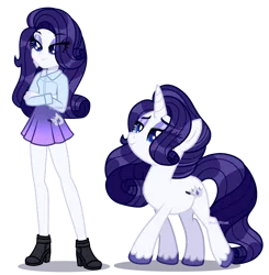 Size: 2660x2710 | Tagged: safe, artist:skyfallfrost, derpibooru import, oc, oc:midnight sapphire, human, pony, unicorn, equestria girls, base used, clothes, female, human ponidox, image, mare, png, self paradox, self ponidox, shirt, simple background, skirt, solo, transparent background