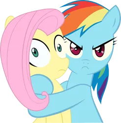 Size: 2000x2021 | Tagged: safe, artist:yoditax, derpibooru import, fluttershy, rainbow dash, pegasus, pony, 2011, artifact, duo, duo female, female, hug, image, png, simple background, transparent background