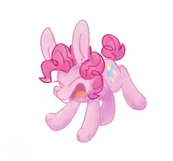 Size: 1500x1400 | Tagged: safe, artist:spiciemeatbale, derpibooru import, pinkie pie, rabbit, animal, bunnified, bunny pie, easter, eyes closed, female, holiday, image, open mouth, open smile, png, simple background, sketch, smiling, solo, species swap, white background