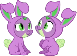 Size: 6959x5092 | Tagged: safe, artist:ponygamer2020, derpibooru import, spike, dragon, family appreciation day, animal costume, bunny costume, clothes, costume, cute, easter, easter bunny, holiday, image, male, png, simple background, smiling, spikabetes, tail, transparent background, vector