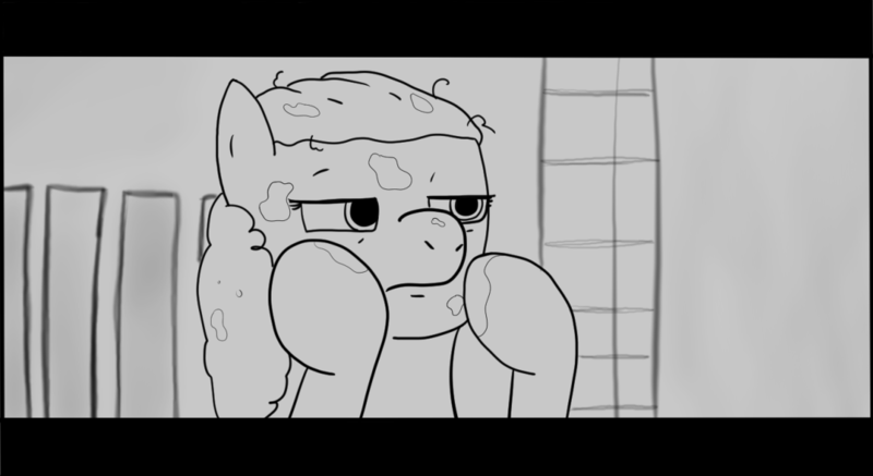 Size: 1107x605 | Tagged: safe, artist:zan logemlor, derpibooru import, twist, earth pony, pony, american psycho, female, filly, foal, grayscale, image, monochrome, patrick bateman, png, solo