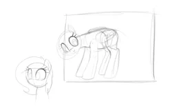 Size: 1611x993 | Tagged: safe, artist:axlearts, oc, oc:delpone, unofficial characters only, earth pony, pegasus, pony, female, folded wings, image, mare, monochrome, png, sketch, wings