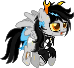 Size: 1283x1177 | Tagged: safe, artist:lightningbolt, derpibooru import, oc, oc:lightning dee, unofficial characters only, pegasus, pony, undead, zombie, zombie pony, .svg available, bags under eyes, bloodshot eyes, bone, bow, bracelet, choker, clothes, colored pupils, colored sclera, derpibooru exclusive, female, flying, homestuck, hoodie, horns, image, lidded eyes, mare, png, scar, simple background, solo, spiked choker, spiked wristband, stitches, tail, tail bow, tattered, torn clothes, torn ear, transparent background, vector, wings, wristband