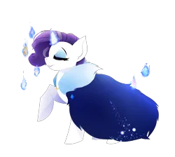 Size: 3454x3101 | Tagged: safe, artist:bettykat420, derpibooru import, rarity, pony, unicorn, the last problem, eyes closed, female, gemstones, glow, glowing horn, horn, image, magic, mare, older, older rarity, png, simple background, smiling, solo, telekinesis, white background