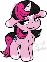 Size: 1131x1500 | Tagged: safe, artist:sexygoatgod, derpibooru import, oc, oc:sweet seduction, unofficial characters only, pony, unicorn, chibi, female, image, mare, png, simple background, transparent background