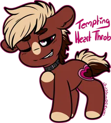 Size: 1209x1337 | Tagged: safe, artist:sexygoatgod, derpibooru import, oc, oc:tempting heartthrob, unofficial characters only, earth pony, pony, adoptable, chibi, collar, dog collar, image, male, png, simple background, stallion, transparent background