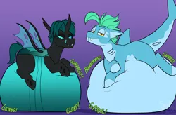 Size: 2660x1750 | Tagged: suggestive, artist:swiftsketchpone, derpibooru import, oc, oc:eco stigma, oc:swift sketch, digestion, image, png, vore