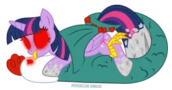Size: 1000x525 | Tagged: safe, artist:jennieoo, derpibooru import, twilight sparkle, alicorn, cockatrice, pony, glow, glowing eyes, hug, image, kiss on the lips, kissing, on top, png, show accurate, simple background, stone, transparent background, vector