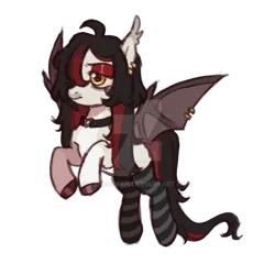 Size: 1280x1280 | Tagged: safe, artist:lynesssan, derpibooru import, oc, bat pony, pony, clothes, deviantart watermark, female, image, mare, obtrusive watermark, png, simple background, socks, solo, striped socks, transparent background, watermark