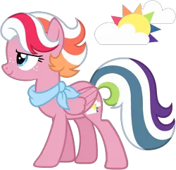 Size: 1367x1325 | Tagged: safe, artist:strawberry-spritz, derpibooru import, oc, pegasus, pony, female, image, magical lesbian spawn, mare, offspring, parent:clear sky, parent:rainbow dash, parents:cleardash, png, quadrupedal, simple background, solo, transparent background