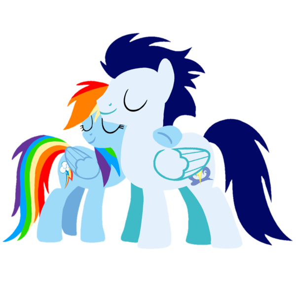 Size: 1099x1099 | Tagged: safe, artist:mlplary6, derpibooru import, rainbow dash, soarin', pegasus, pony, eyes closed, female, hug, image, male, mare, png, shipping, simple background, soarindash, stallion, straight, transparent background, vector