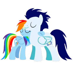 Size: 1099x1099 | Tagged: safe, artist:mlplary6, derpibooru import, rainbow dash, soarin', pegasus, pony, eyes closed, female, hug, image, male, mare, png, shipping, simple background, soarindash, stallion, straight, transparent background, vector