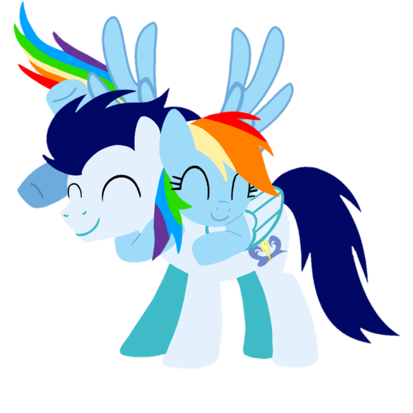 Size: 1099x1099 | Tagged: safe, artist:mlplary6, derpibooru import, rainbow dash, soarin', pegasus, pony, eyes closed, female, flying, hug, image, male, mare, png, shipping, simple background, soarindash, stallion, straight, transparent background, vector