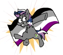 Size: 1488x1305 | Tagged: safe, artist:punkittdev, derpibooru import, oc, unofficial characters only, pony, unicorn, asexual pride flag, commission, grin, image, png, politics, pose, pride, pride flag, simple background, smiling, solo, white background
