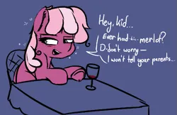 Size: 503x326 | Tagged: safe, artist:pinkberry, derpibooru import, cheerilee, aggie.io, alcohol, colored sketch, doodle, drunk, drunk bubbles, glass, image, imminent foalcon, looking sideways, png, sketch, wine, wine glass