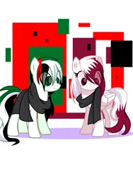 Size: 720x960 | Tagged: safe, artist:diniarvegafinahar, derpibooru import, ponified, earth pony, pegasus, pony, clothes, duo, female, females only, image, mare, nation ponies, png, qatar, scarf, simple background, united arab emirates, white background