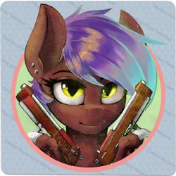 Size: 2400x2400 | Tagged: safe, artist:blvckmagic, derpibooru import, oc, unofficial characters only, pony, claws, counter-strike: global offensive, dual wield, ear piercing, female, gun, handgun, image, jpeg, mare, piercing, pistol, solo, weapon