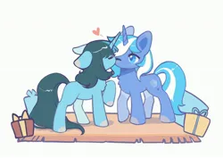 Size: 3508x2480 | Tagged: safe, artist:xiaoming, derpibooru import, oc, oc:aurora july, oc:moonlightbenighted, unofficial characters only, pony, unicorn, family, female, image, jpeg, kiss on the cheek, kissing, mare