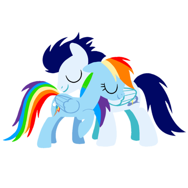 Size: 1099x1099 | Tagged: safe, artist:mlplary6, derpibooru import, rainbow dash, soarin', pegasus, pony, eyes closed, female, hug, image, male, mare, png, shipping, simple background, soarindash, stallion, straight, transparent background, vector