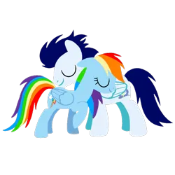 Size: 1099x1099 | Tagged: safe, artist:mlplary6, derpibooru import, rainbow dash, soarin', pegasus, pony, eyes closed, female, hug, image, male, mare, png, shipping, simple background, soarindash, stallion, straight, transparent background, vector