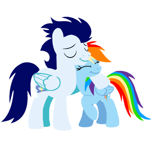 Size: 1099x1099 | Tagged: safe, artist:mlplary6, derpibooru import, rainbow dash, soarin', pegasus, pony, eyes closed, female, hug, image, male, mare, png, shipping, simple background, smiling, soarindash, stallion, straight, transparent background, vector