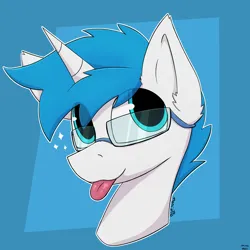 Size: 1500x1500 | Tagged: safe, artist:monycaalot, derpibooru import, oc, oc:nhale, pony, unicorn, gift art, glasses, icon, image, looking up, png, solo, tongue out