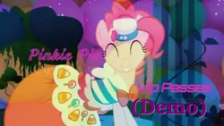 Size: 1920x1080 | Tagged: safe, derpibooru import, edit, edited screencap, screencap, pinkie pie, balloon, bowtie, candy, clothes, cover, dress, dress lift, dressing, food, hat, image, imagination, jpeg, looking at you, music, party, party cannon, party hat, pinkie pie day, pmv, smile song, smiling, smiling at you, song, youtube link