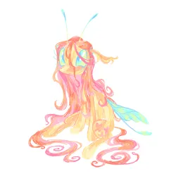 Size: 1280x1280 | Tagged: safe, artist:webkinzworldz, derpibooru import, fluttershy, flutter pony, pony, antenna, antennae, big eyes, image, insect wings, long mane, png, simple background, solo, white background, wings