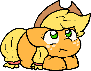 Size: 313x245 | Tagged: safe, artist:zutcha, derpibooru import, applejack, earth pony, pony, :t, cute, female, image, jackabetes, looking up, lying down, mare, png, ponyloaf, prone, simple background, solo, transparent background