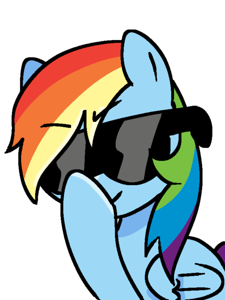 Size: 640x854 | Tagged: safe, artist:omelettepony, derpibooru import, rainbow dash, pegasus, pony, drawthread, eyebrows, eyebrows visible through hair, female, folded wings, image, mare, png, simple background, solo, sunglasses, transparent background, wings