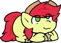 Size: 330x233 | Tagged: safe, artist:zutcha, derpibooru import, bright mac, earth pony, pony, brightabetes, cute, image, looking up, lying down, male, png, ponyloaf, prone, simple background, smiling, solo, stallion, transparent background