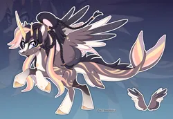 Size: 4502x3090 | Tagged: safe, artist:gkolae, derpibooru import, oc, unofficial characters only, hybrid, original species, shark, shark pony, horn, image, png, rearing, smiling, wings, zoom layer