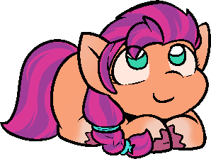 Size: 298x224 | Tagged: safe, artist:zutcha, derpibooru import, sunny starscout, earth pony, pony, g5, cute, eye clipping through hair, female, image, looking up, lying down, mare, png, ponyloaf, prone, simple background, smiling, solo, sunnybetes, transparent background