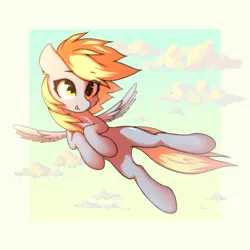 Size: 3000x3000 | Tagged: safe, artist:o0o-bittersweet-o0o, derpibooru import, derpy hooves, pegasus, pony, cloud, cute, derpabetes, female, flying, high res, image, mare, open mouth, png, simple background, sky, smiling, solo, solo female, spread wings, wings
