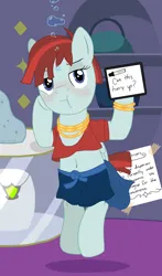 Size: 1792x3040 | Tagged: safe, artist:whowantsapizza, derpibooru import, valley glamour, pegasus, pony, bipedal, bipedal leaning, bracelet, bubble, clothes, female, holding breath, image, jewelry, jpeg, leaning, mare, midriff, necklace, shorts, sweatshirt, this will end in drowning, underwater, water