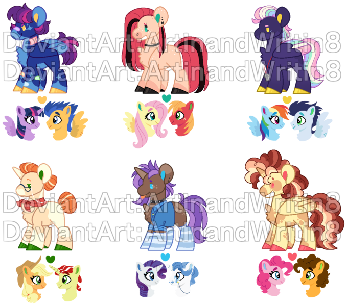 Size: 1330x1175 | Tagged: safe, artist:artinandwritin8, derpibooru import, applejack, big macintosh, cheese sandwich, fancypants, flash sentry, flim, fluttershy, pinkie pie, rainbow dash, rarity, soarin', twilight sparkle, twilight sparkle (alicorn), oc, alicorn, earth pony, pegasus, pony, unicorn, alicorn oc, base used, cheesepie, chest fluff, choker, clothes, colored hooves, ear piercing, earring, earth pony oc, female, flashlight, flimjack, fluttermac, freckles, glasses, heart, horn, image, jewelry, looking at each other, looking at someone, male, mare, neckerchief, obtrusive watermark, offspring, parent:applejack, parent:big macintosh, parent:cheese sandwich, parent:fancypants, parent:flash sentry, parent:flim, parent:fluttershy, parent:pinkie pie, parent:rainbow dash, parent:rarity, parent:soarin', parent:twilight sparkle, parents:cheesepie, parents:flashlight, parents:flimjack, parents:fluttermac, parents:raripants, parents:soarindash, pegasus oc, piercing, png, raripants, shipping, simple background, smiling, smiling at each other, soarindash, socks, stallion, straight, striped socks, studded choker, tongue out, transparent background, unicorn oc, vest, watermark, whistle, whistle necklace, wings