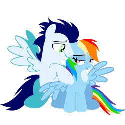 Size: 1099x1099 | Tagged: safe, artist:mlplary6, derpibooru import, rainbow dash, soarin', pegasus, pony, female, hug, image, looking at each other, looking at someone, love, male, mare, png, shipping, simple background, sitting, smiling, smiling at each other, soarindash, stallion, straight, transparent background, vector