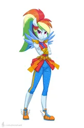 Size: 701x1070 | Tagged: safe, artist:carnifex, derpibooru import, rainbow dash, pegasus, equestria girls, legend of everfree, commission, crystal guardian, crystal wings, female, image, jpeg, ponied up, solo, wings