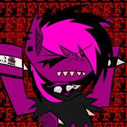 Size: 467x467 | Tagged: safe, artist:xxv4mp_g4z3rxx, derpibooru import, oc, oc:violet valium, bat pony, pony, angry, animated, bat pony oc, bat wings, bracelet, clothes, ear piercing, fangs, forked tongue, fuck, gif, hoodie, hospital band, image, nonbinary, piercing, scar, screaming, self harm, self harm scars, solo, spiked wristband, text, vulgar, wings, wristband, yelling