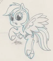 Size: 1415x1637 | Tagged: safe, artist:rhythm-is-best-pony, derpibooru import, rainbow dash, pegasus, pony, image, jpeg, monochrome, solo, traditional art